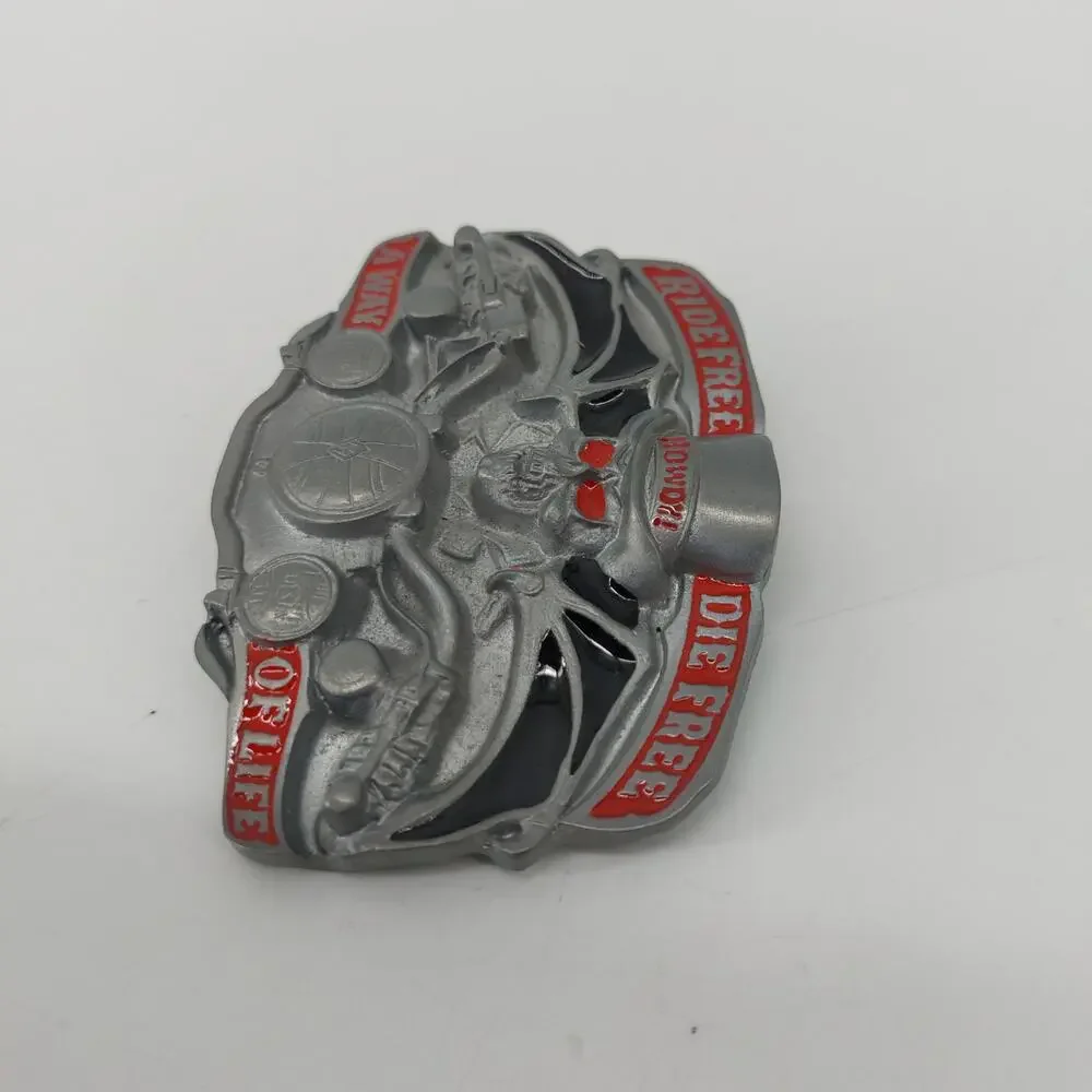 Ride Free Die Free A Way of Life Howdy Biker Belt Buckle Skull